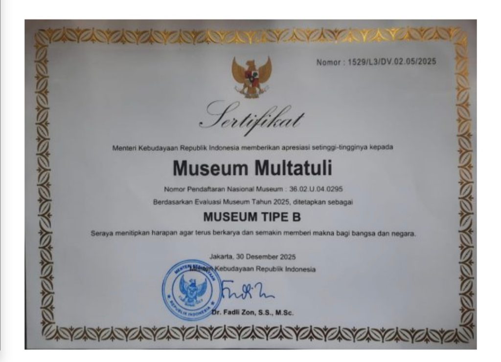 Museum Multatuli Resmi Naik Kelas, Kementerian Kebudayaan Tetapkan sebagai Museum Tipe B