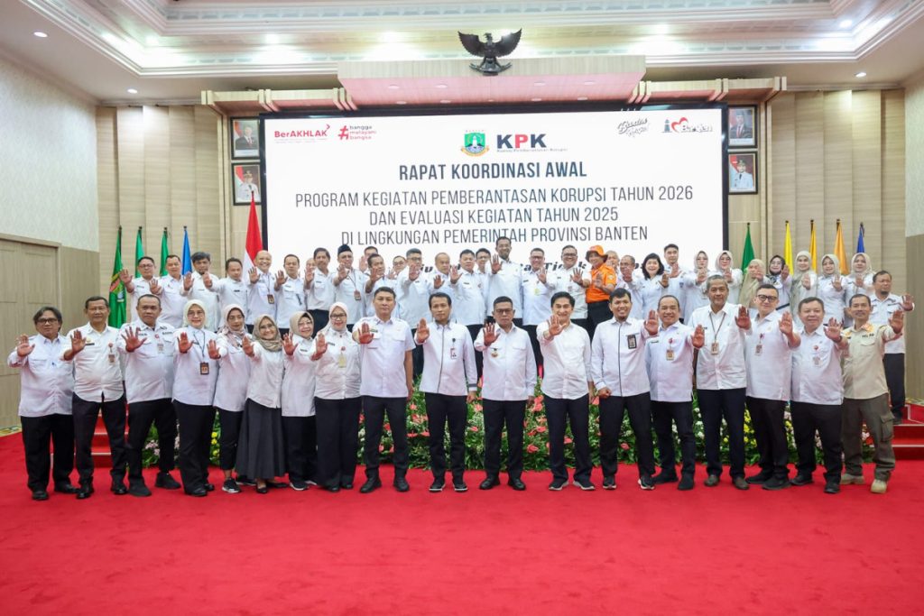 KPK mengapresiasi Pemprov Banten atas peningkatan tata kelola dan pencegahan korupsi. Skor SPI 2025 mencapai 73,22 dan MCSP meraih 89, masuk peringkat 8 nasional.