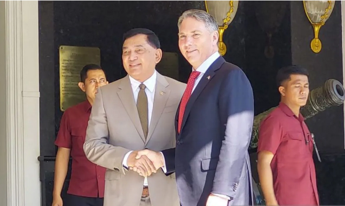 Menhan Sjafrie Sjamsoeddin Terima Kunjungan Wakil Perdana Menteri Australia Richard Marles