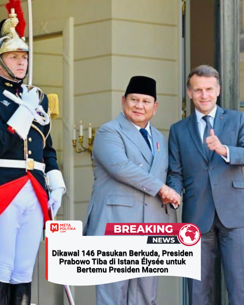 Dikawal 146 Pasukan Berkuda, Presiden Prabowo Tiba di Istana Élysée untuk Bertemu Presiden Macron